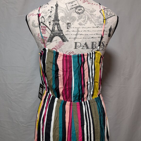 Express Women's Multicolor Striped Sleeveless Ruffle Wrap Dress‎ New Size Medium - Picture 6 of 9